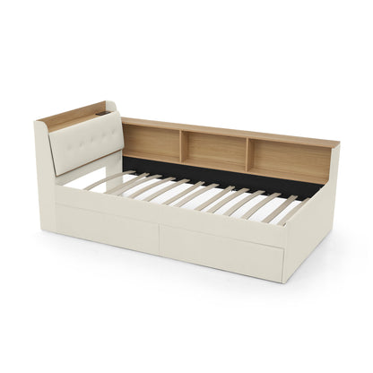 Upholstered Daybed With Storage Headboard, Wireless Charging, LED Lights - The Sleep Loft - Online Mattress Showroom NYC