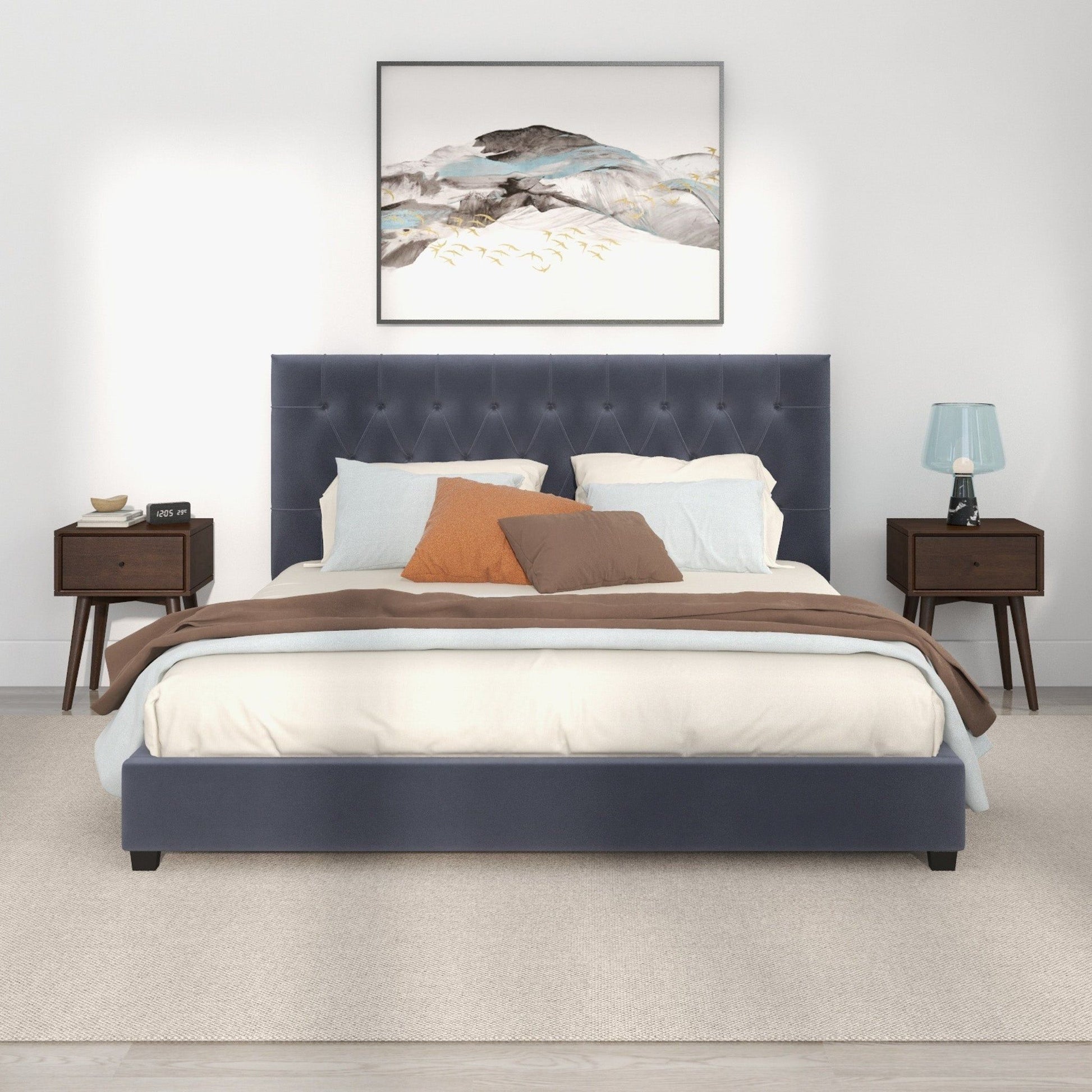 Donald - Mid-Century Modern Upholstered Platform Bed - The Sleep Loft - Online Mattress Showroom NYC