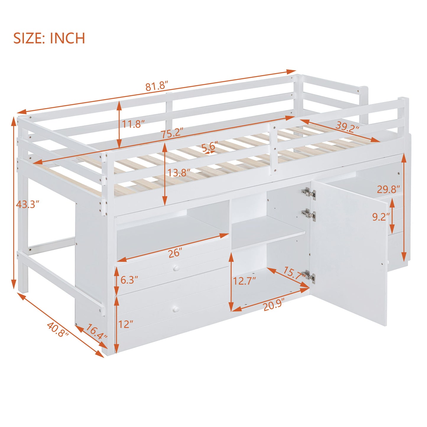 Loft Bed With 4 Drawers, Underneath Cabinet And Shelves - The Sleep Loft - Online Mattress Showroom NYC