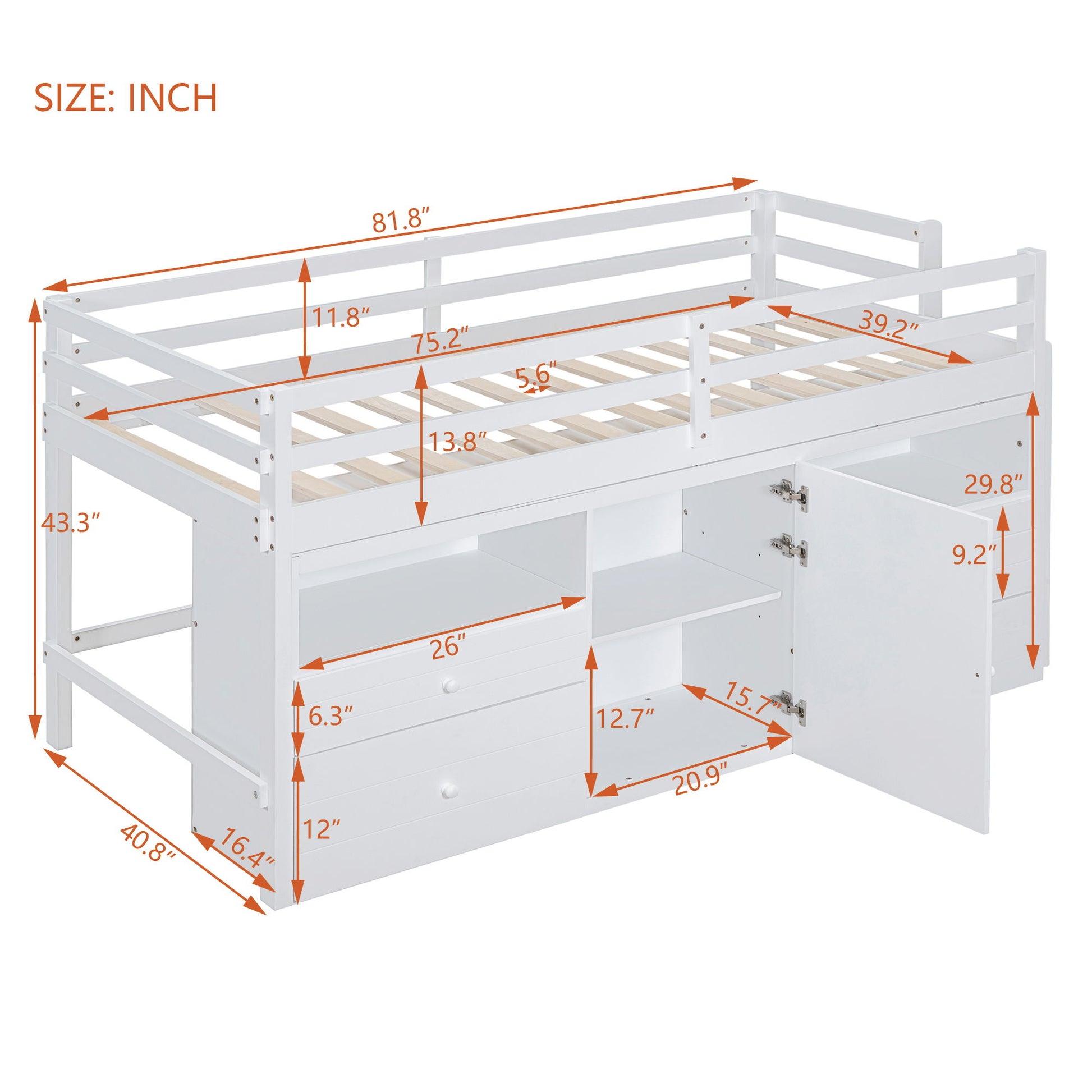 Loft Bed With 4 Drawers, Underneath Cabinet And Shelves - The Sleep Loft - Online Mattress Showroom NYC