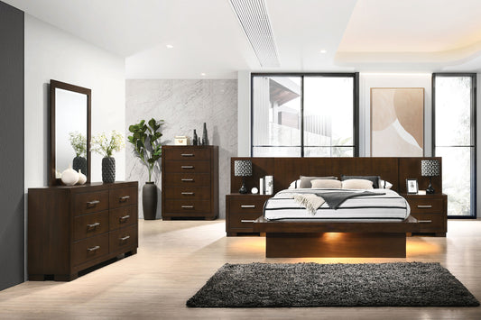 Jessica 6-piece Eastern King LED Bedroom Set Cappuccino - The Sleep Loft - Online Mattress Showroom NYC