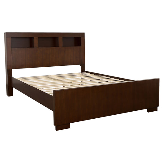 Jessica California King LED Storage Bookcase Bed Cappuccino - The Sleep Loft - Online Mattress Showroom NYC