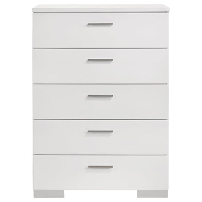 Felicity 5-piece Eastern King Bedroom Set White High Gloss