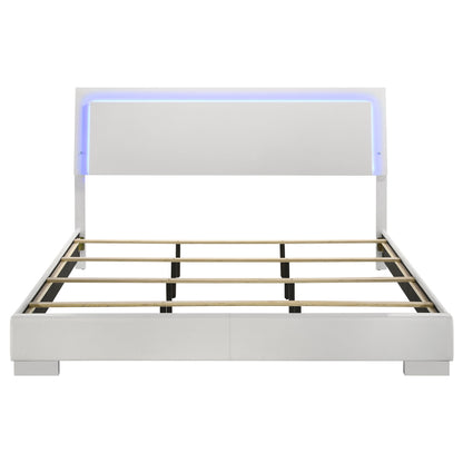 Felicity Wood Eastern King LED Panel Bed White High Gloss