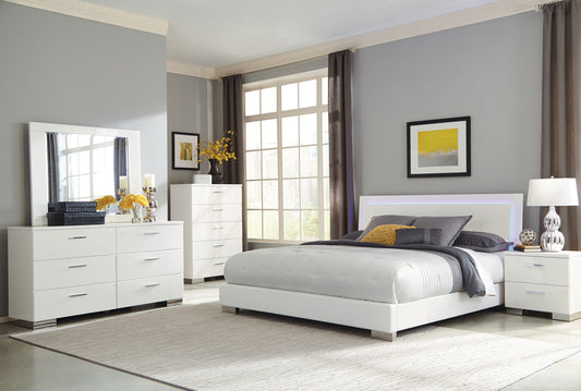 Felicity 5-piece California King Bedroom Set White Gloss - The Sleep Loft - Online Mattress Showroom NYC