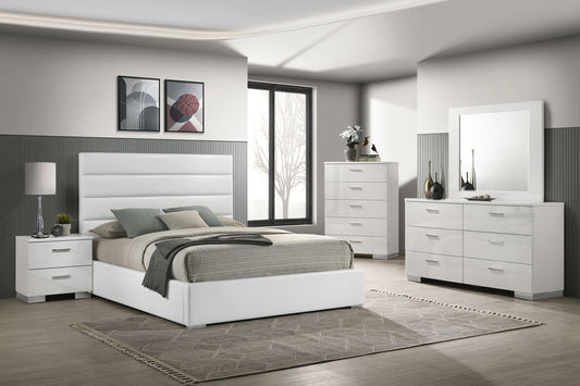 Felicity 5-piece California King Bedroom Set White High Gloss - The Sleep Loft - Online Mattress Showroom NYC