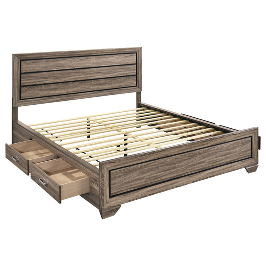 Kauffman Wood California King Storage Panel Bed Washed Taupe - The Sleep Loft - Online Mattress Showroom NYC