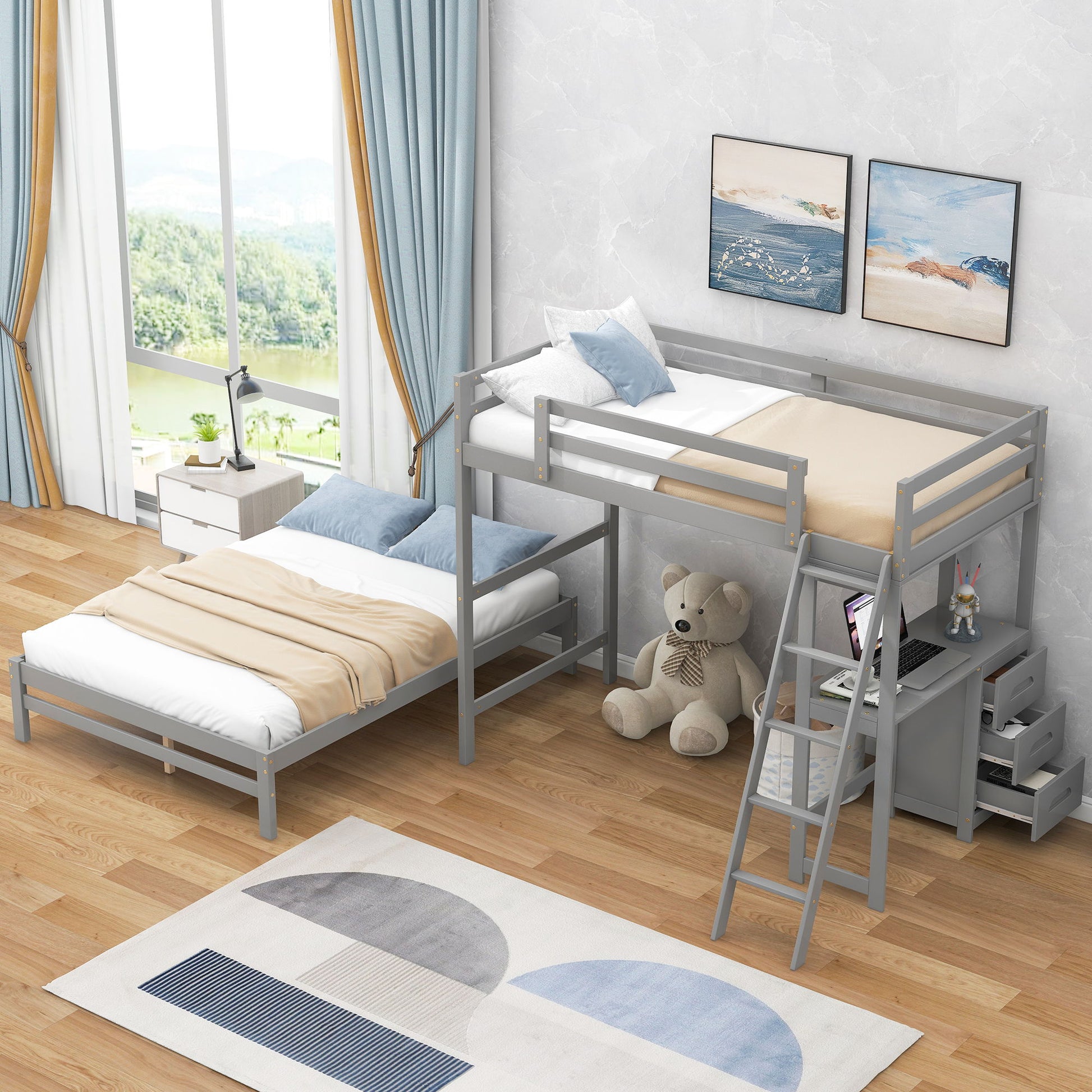 Bunk Bed With Built In Desk And 3 Drawers - The Sleep Loft - Online Mattress Showroom NYC