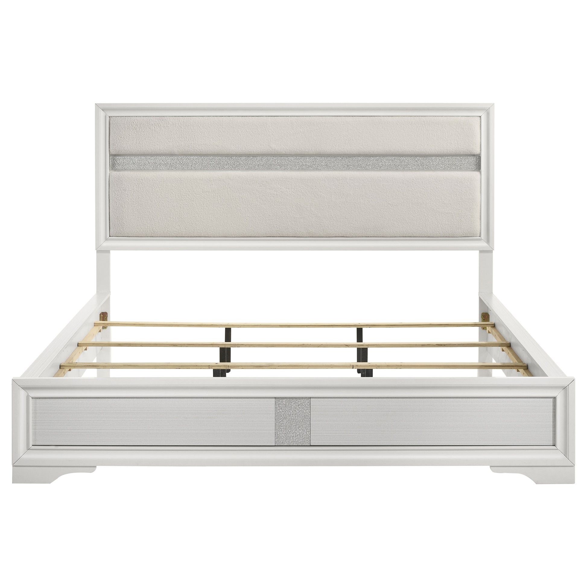 Miranda 54-inch Upholstered California King Panel Bed White