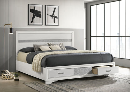 Miranda 51-inch Wood Eastern King Storage Panel Bed White