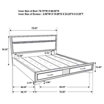 Miranda 51-inch Wood California King Storage Panel Bed White