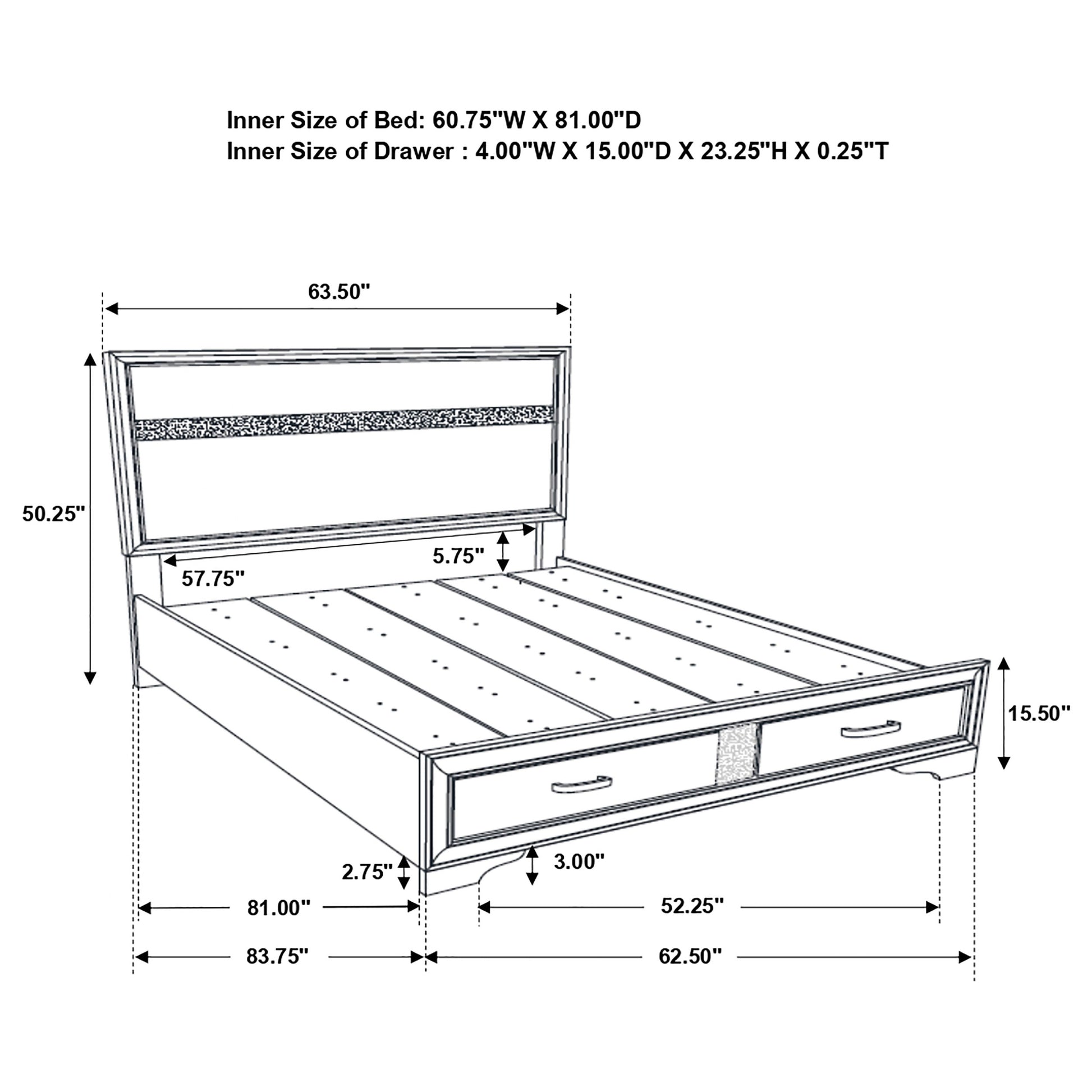 Miranda 51-inch Wood Queen Storage Panel Bed White