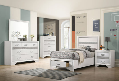 Miranda 51-inch Wood Twin Storage Panel Bed White