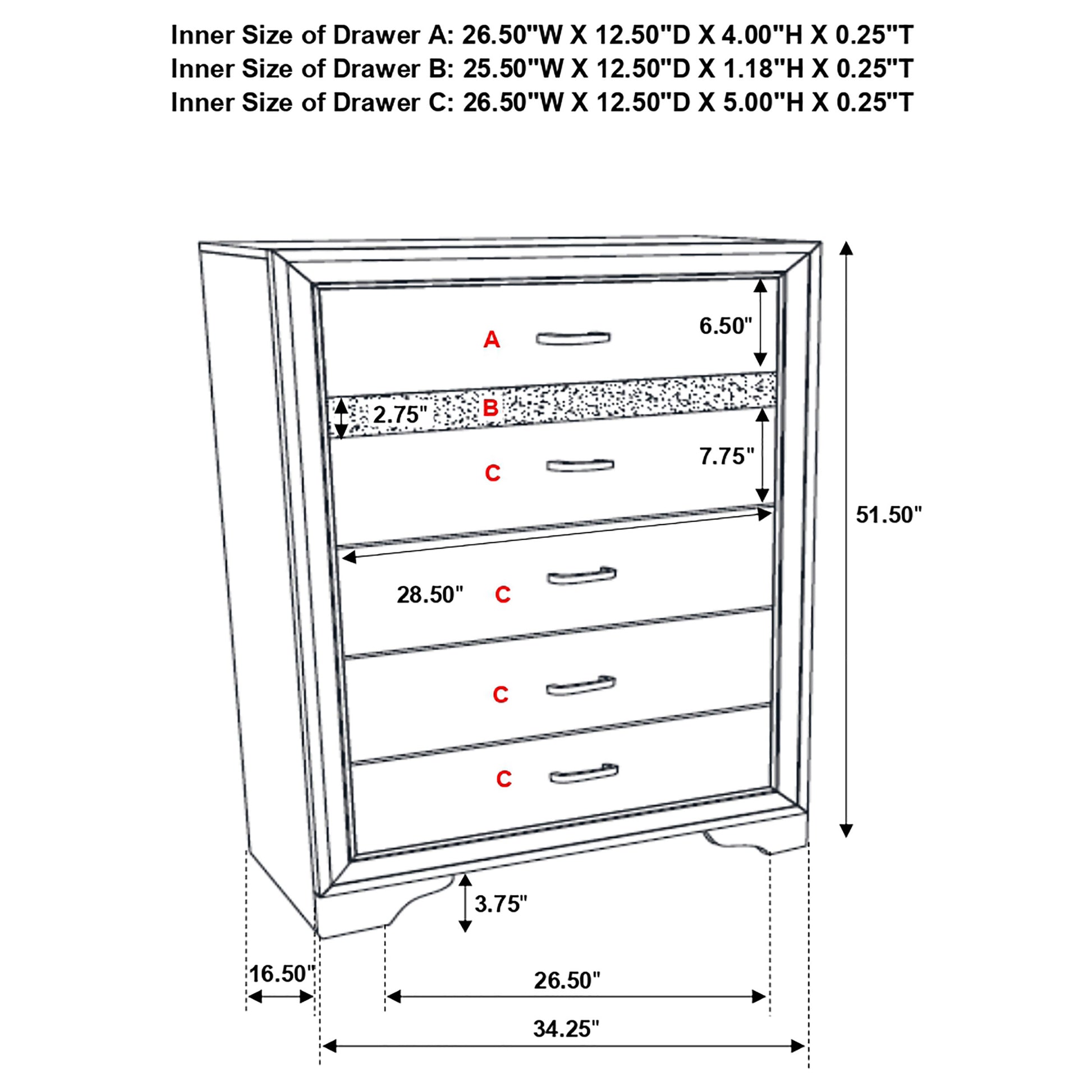 Miranda 6-drawer Bedroom Chest White
