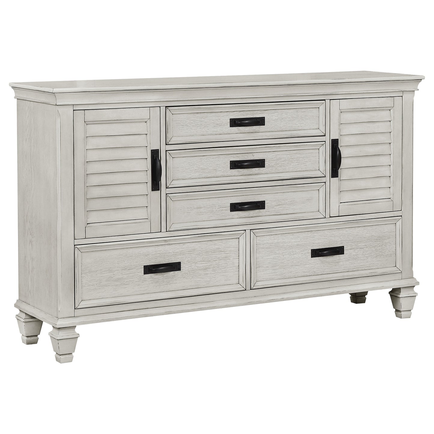 Franco 5-piece Queen Bedroom Set Distressed White