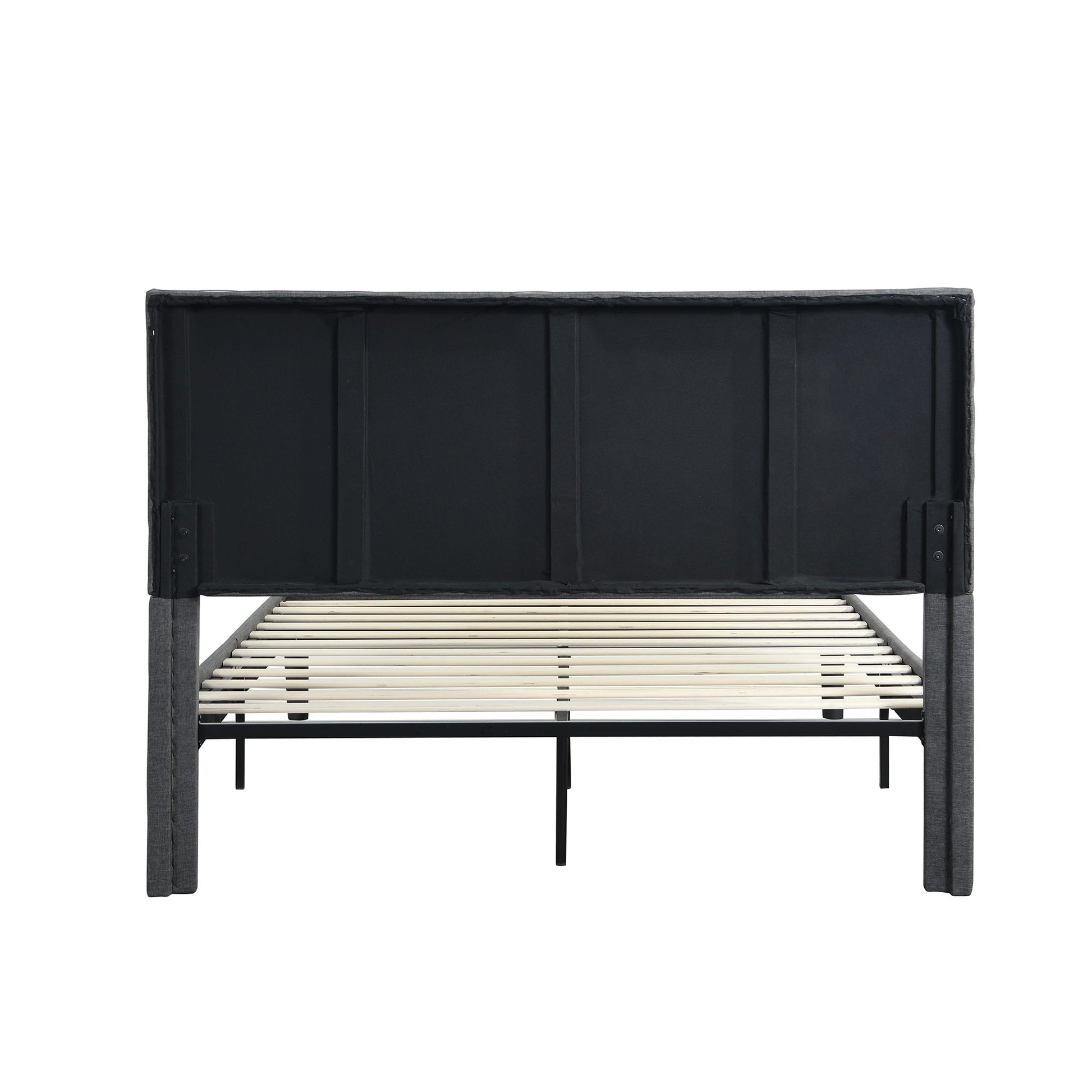 Full Size Upholstered Platform Bed Frame With Headboard, Strong Wood Slat Support, Mattress Foundation, No Box Spring Needed - Gray - The Sleep Loft - Online Mattress Showroom NYC
