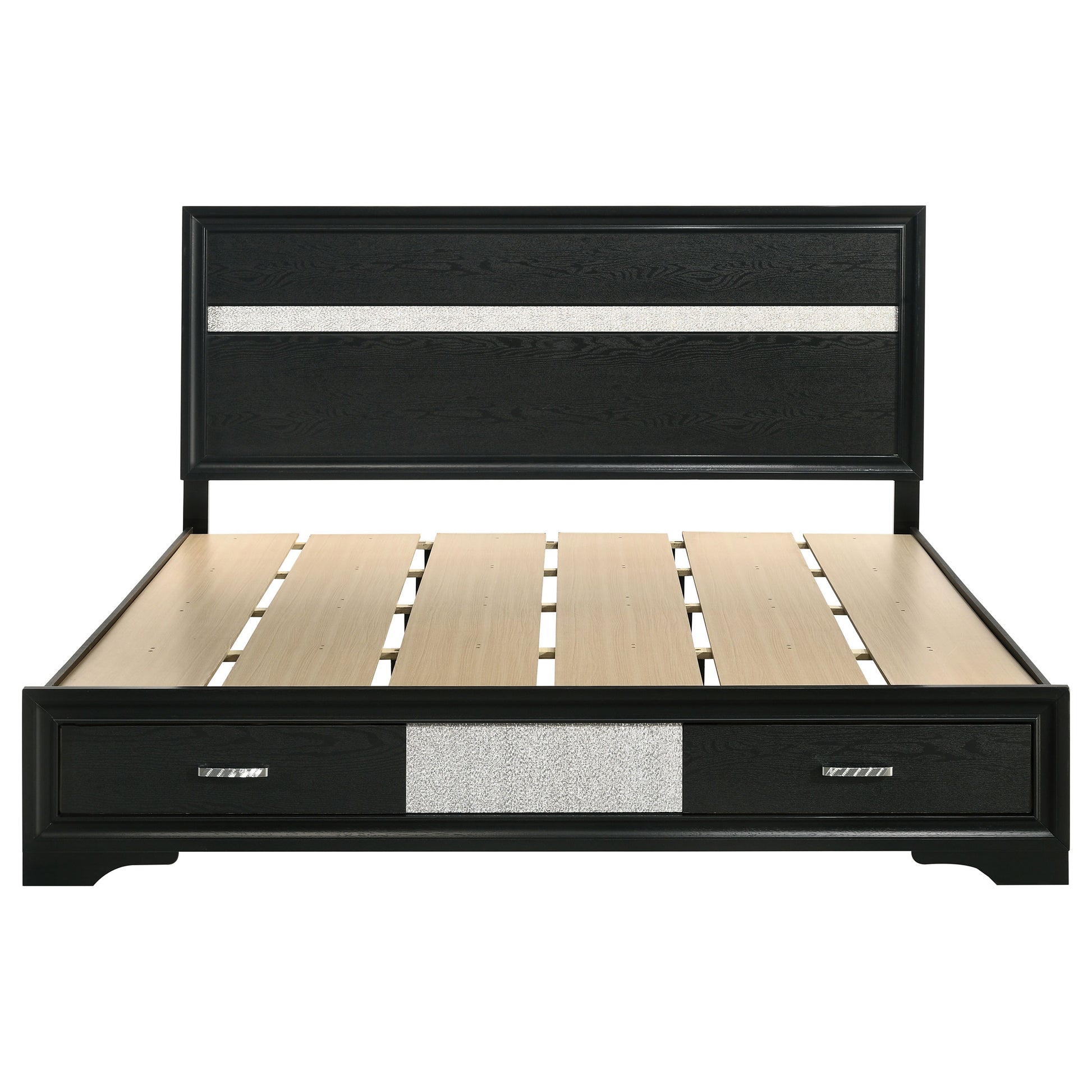 Miranda 51-inch Wood California King Storage Panel Bed Black