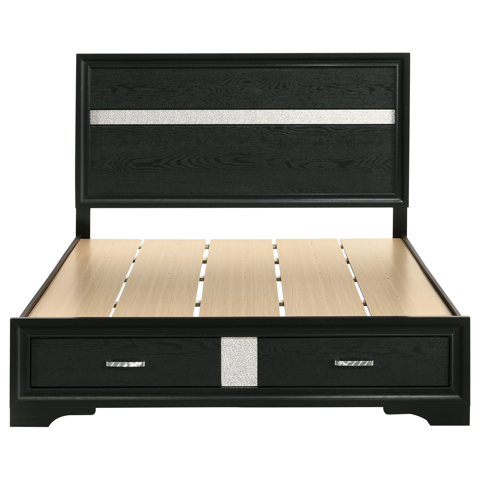 Miranda 51-inch Wood Queen Storage Panel Bed Black