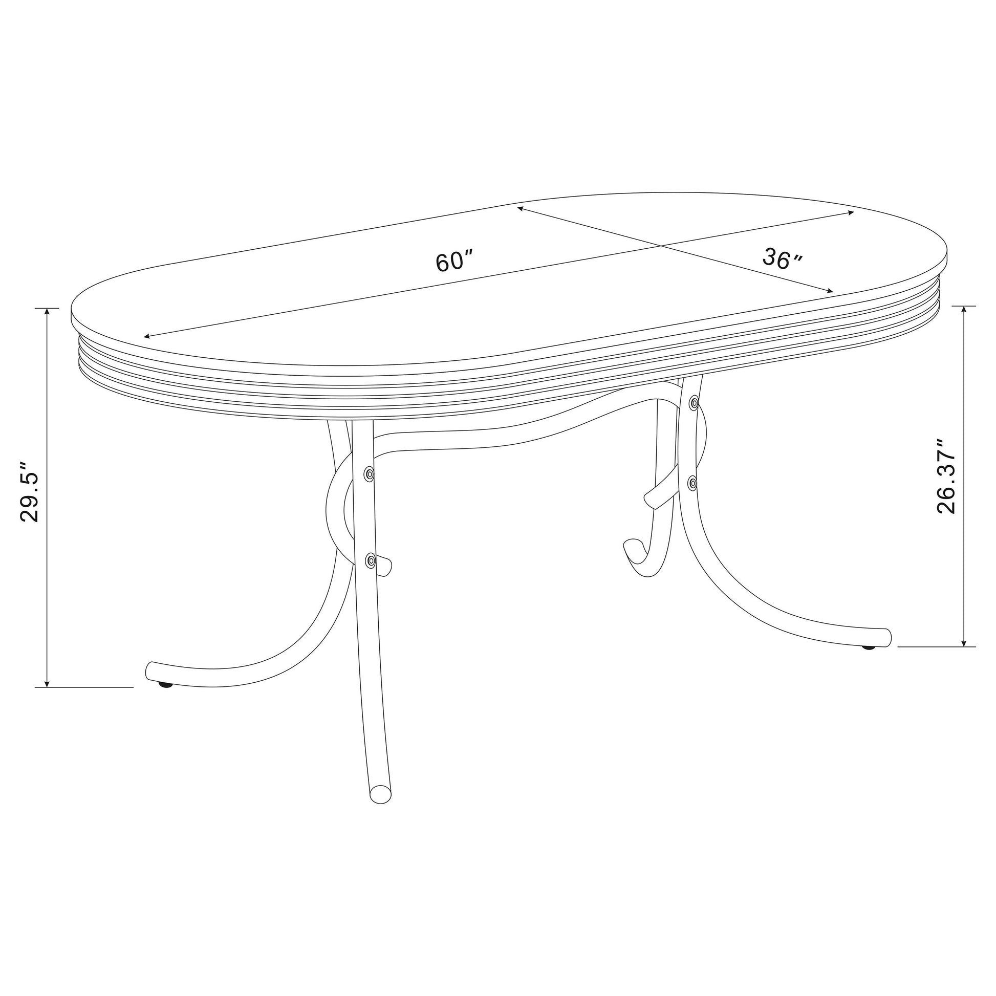 Retro 5-piece Oval Dining Table Set White and Red