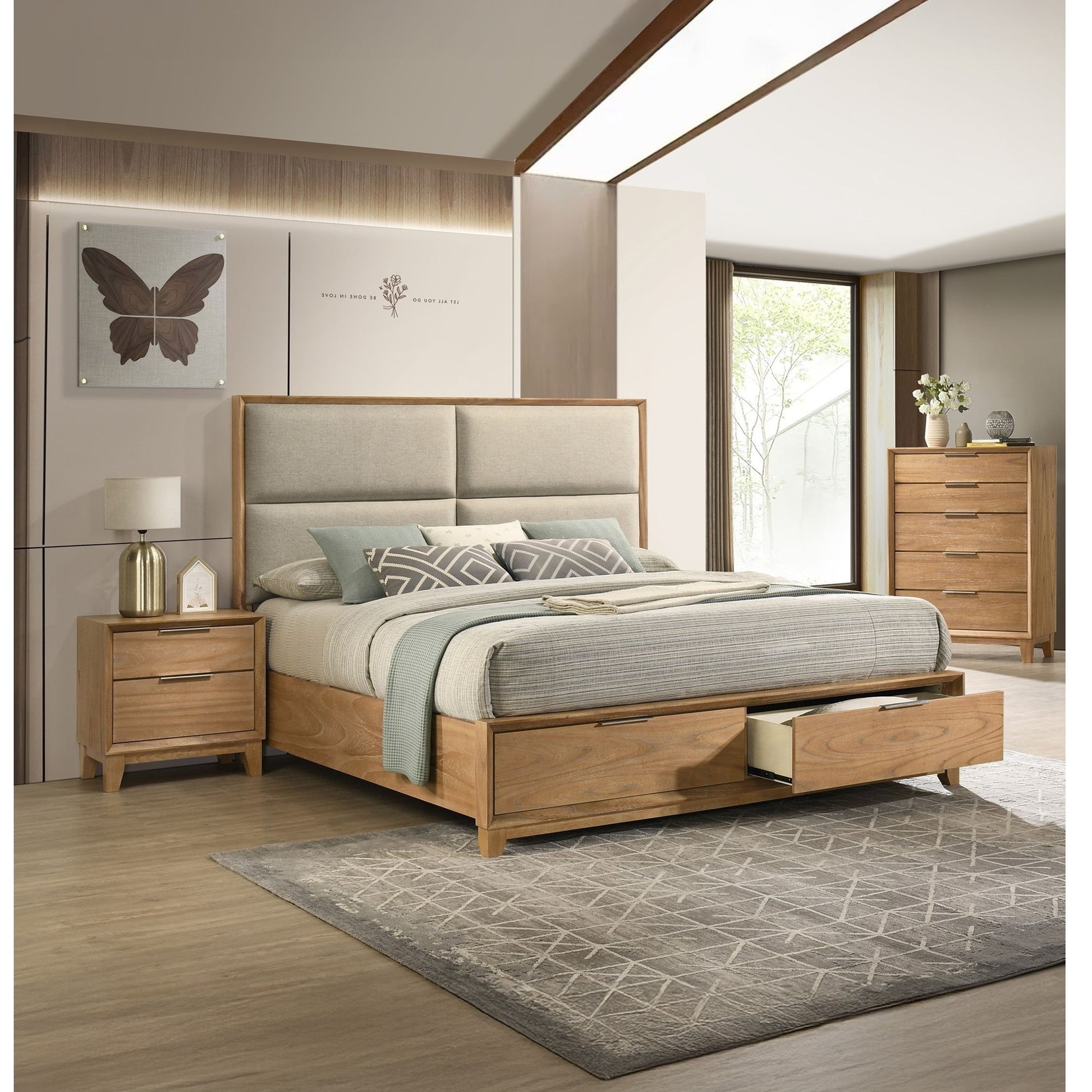 1 Piece 2 Drawer Nightstand - Natural Wood - The Sleep Loft - Online Mattress Showroom NYC