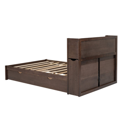 Storage Platform Bed With Pull Out Shelves, Trundle, And 2 Drawers - The Sleep Loft - Online Mattress Showroom NYC