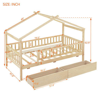 House Bed With 2 Drawers - The Sleep Loft - Online Mattress Showroom NYC