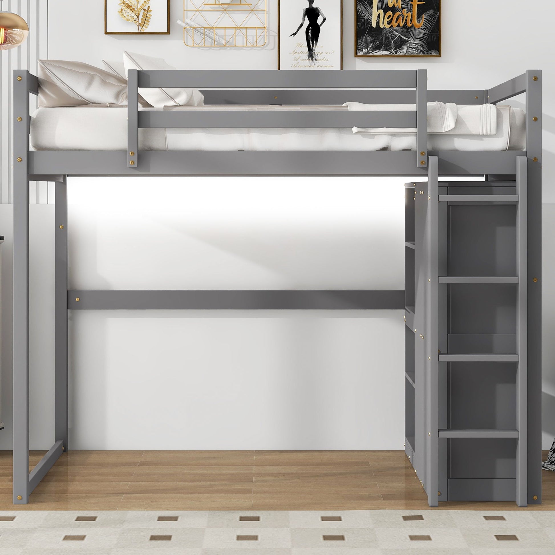 Loft Bed With Built In Wardrobe, Storage Shelves, And LED Light - The Sleep Loft - Online Mattress Showroom NYC