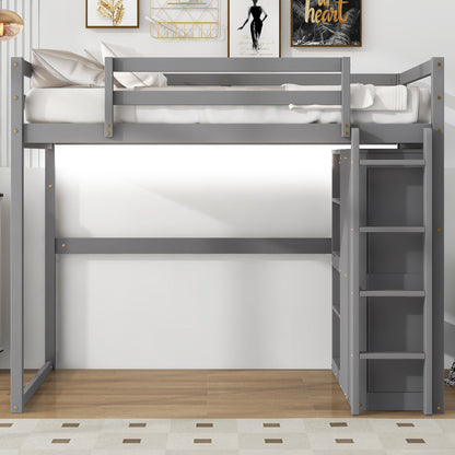 Loft Bed With Built In Wardrobe, Storage Shelves, And LED Light - The Sleep Loft - Online Mattress Showroom NYC