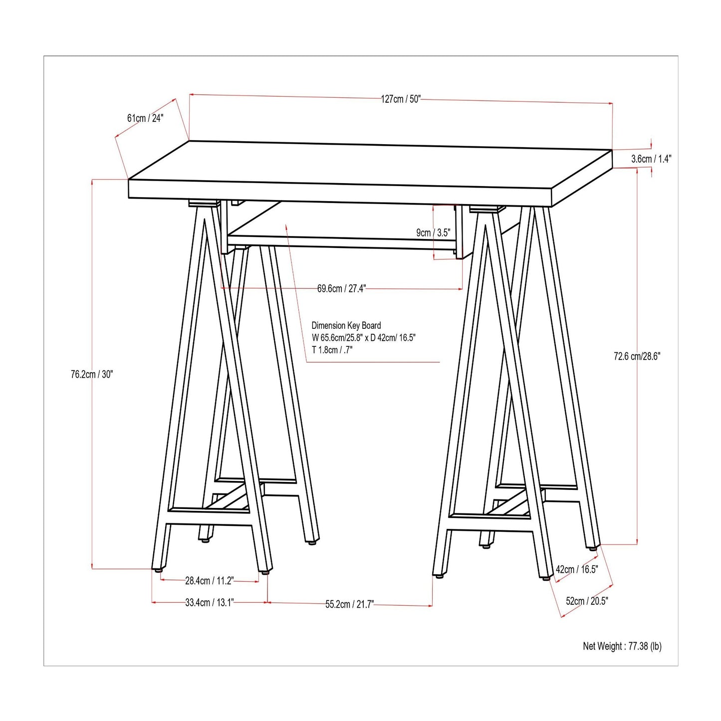 Sawhorse - Handcrafted Solid Desk - The Sleep Loft - Online Mattress Showroom NYC