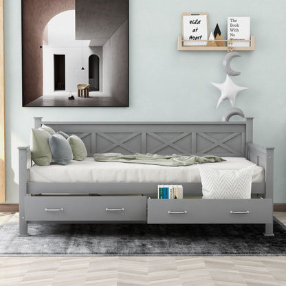 Modern Daybed With 2 Large Drawers, X Shaped Frame - The Sleep Loft - Online Mattress Showroom NYC
