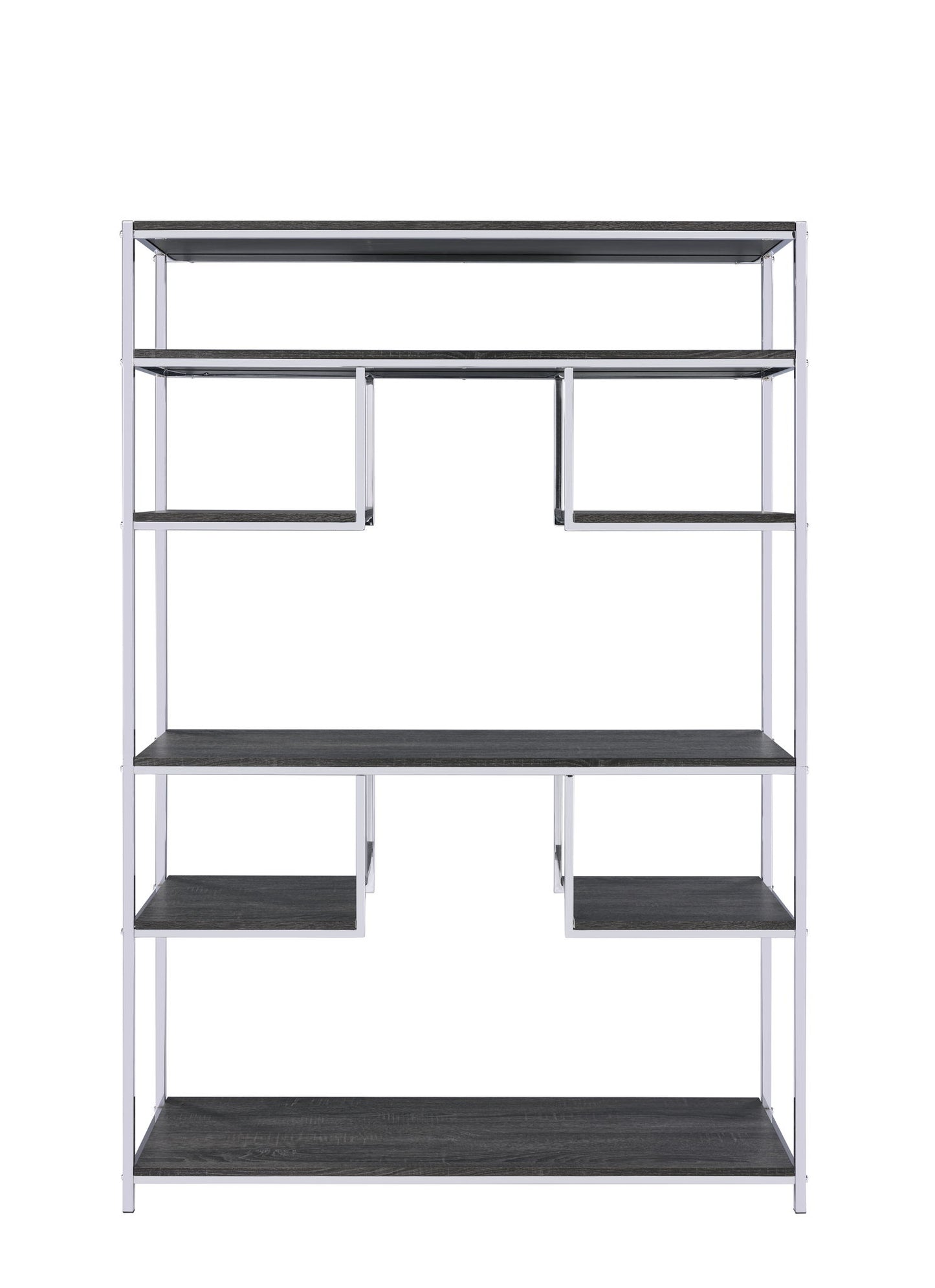 Vonara - Bookshelf - Chrome / Gray / Oak - The Sleep Loft - Online Mattress Showroom NYC