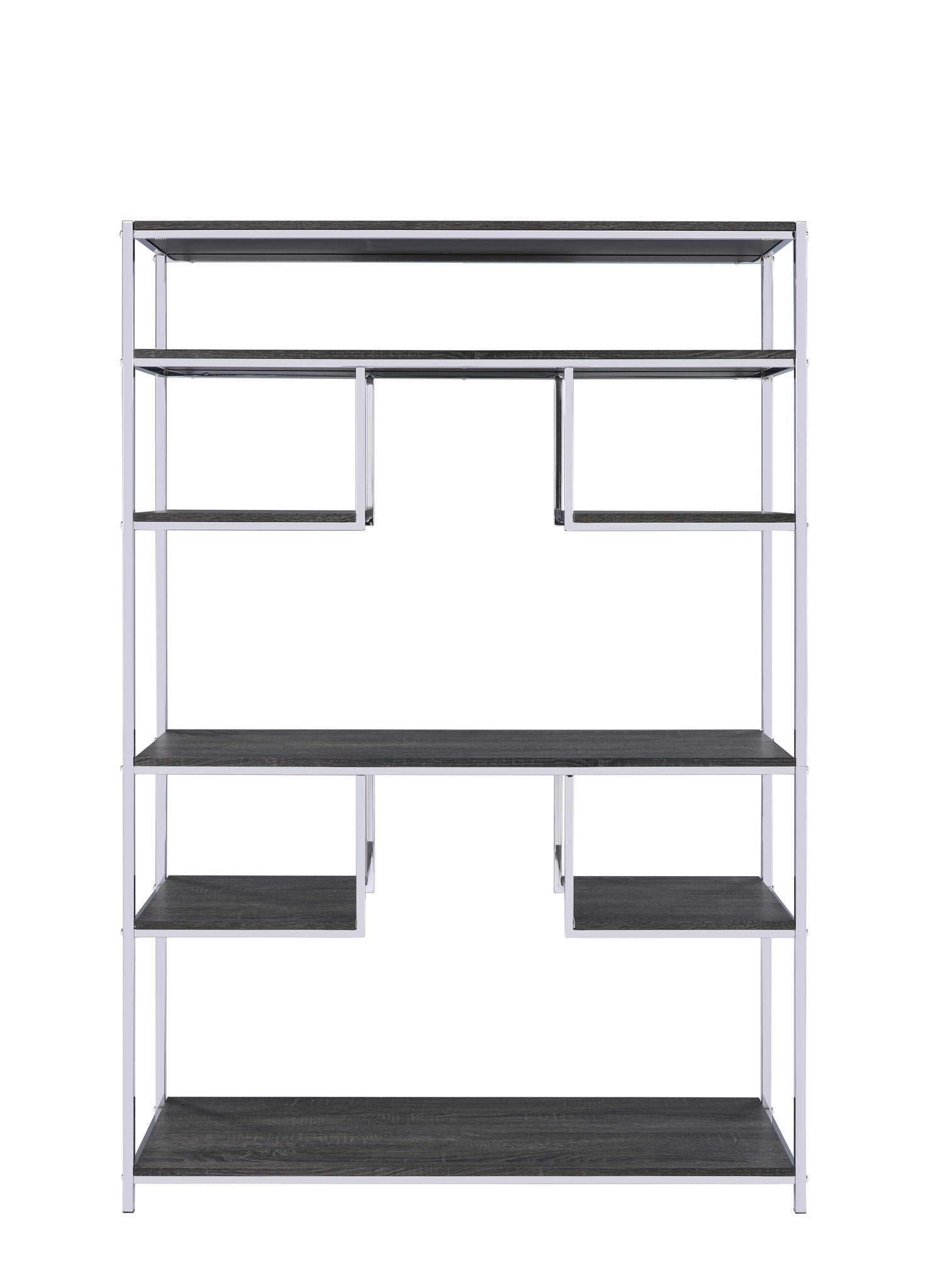 Vonara - Bookshelf - Chrome / Gray / Oak - The Sleep Loft - Online Mattress Showroom NYC