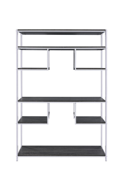Vonara - Bookshelf - Chrome / Gray / Oak - The Sleep Loft - Online Mattress Showroom NYC