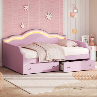 Upholstered Daybed With LED Lights And 2 Drawersme - The Sleep Loft - Online Mattress Showroom NYC