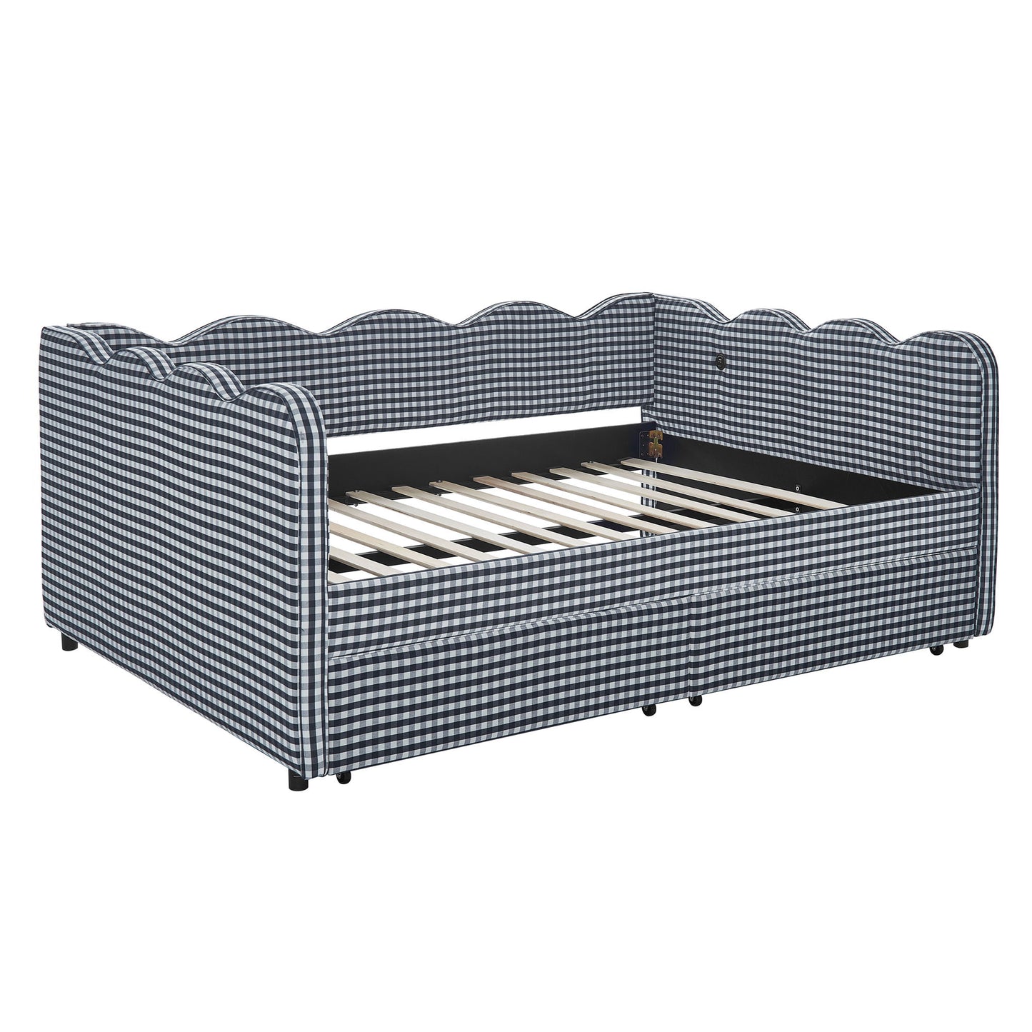 Gingham Daybed With USB Charging Port, Wave-Shaped Design - The Sleep Loft - Online Mattress Showroom NYC