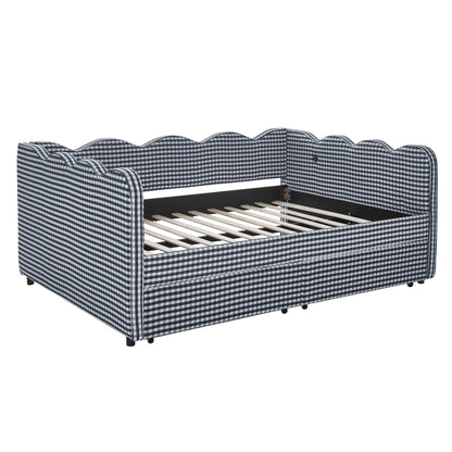Gingham Daybed With USB Charging Port, Wave-Shaped Design - The Sleep Loft - Online Mattress Showroom NYC