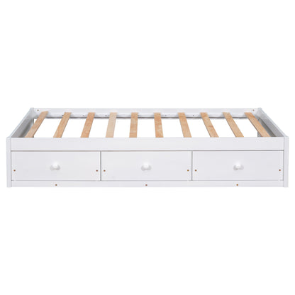 Twin Size Platform Storage Bed With 3 Drawers - White - The Sleep Loft - Online Mattress Showroom NYC