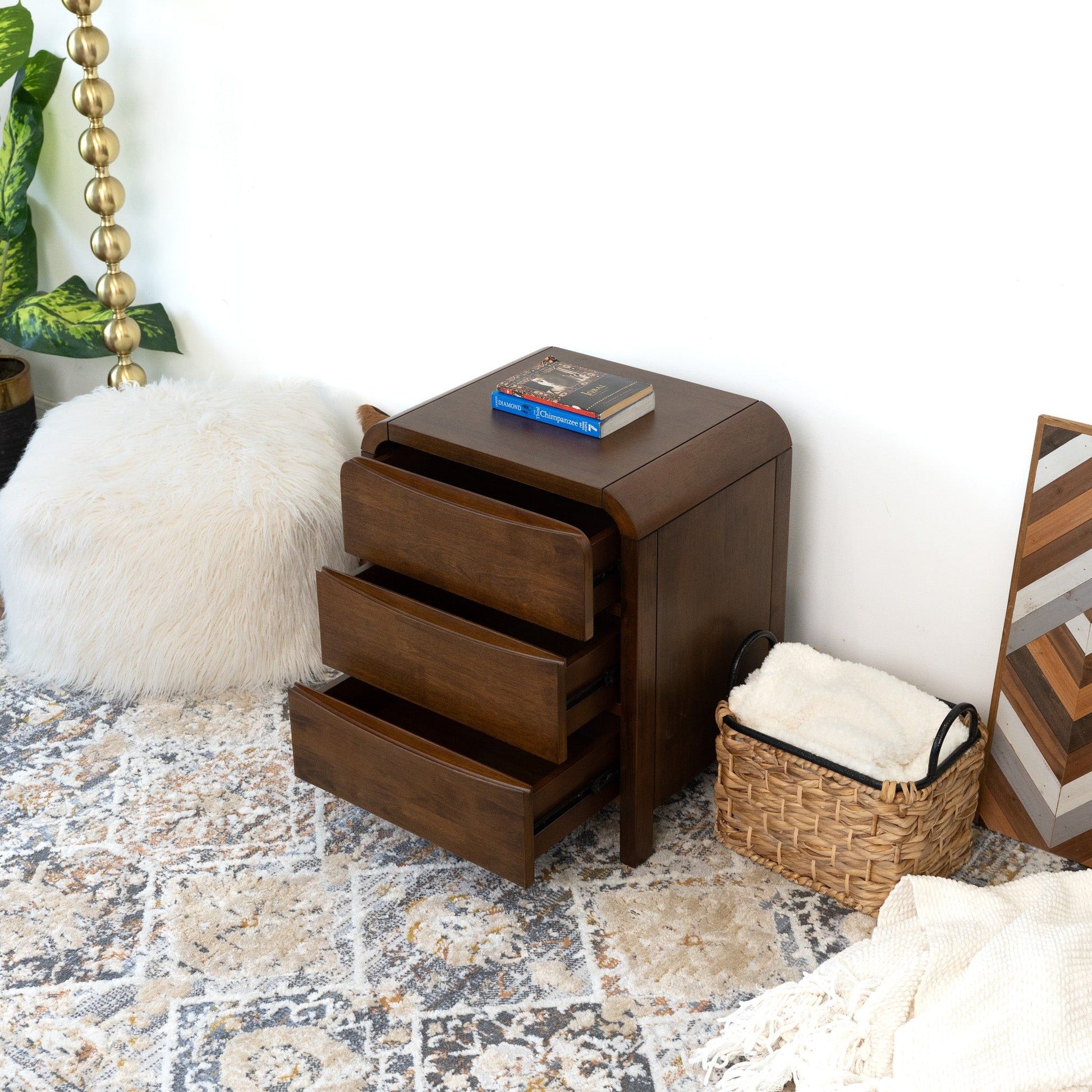 Lionel - Nightstand 3 Drawer Bed Side Table - Brown - The Sleep Loft - Online Mattress Showroom NYC