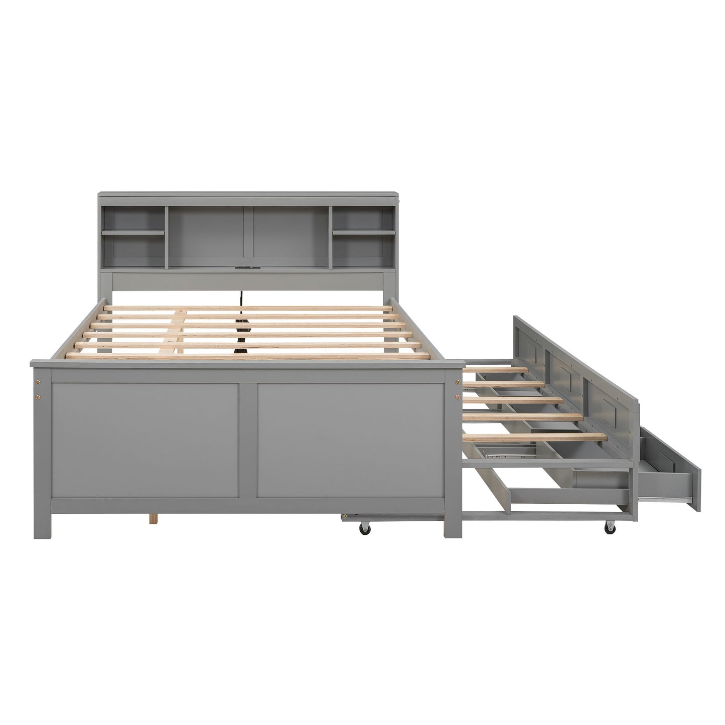 Platform Bed With Storage Headboard, USB, Trundle And 3 Drawers - The Sleep Loft - Online Mattress Showroom NYC