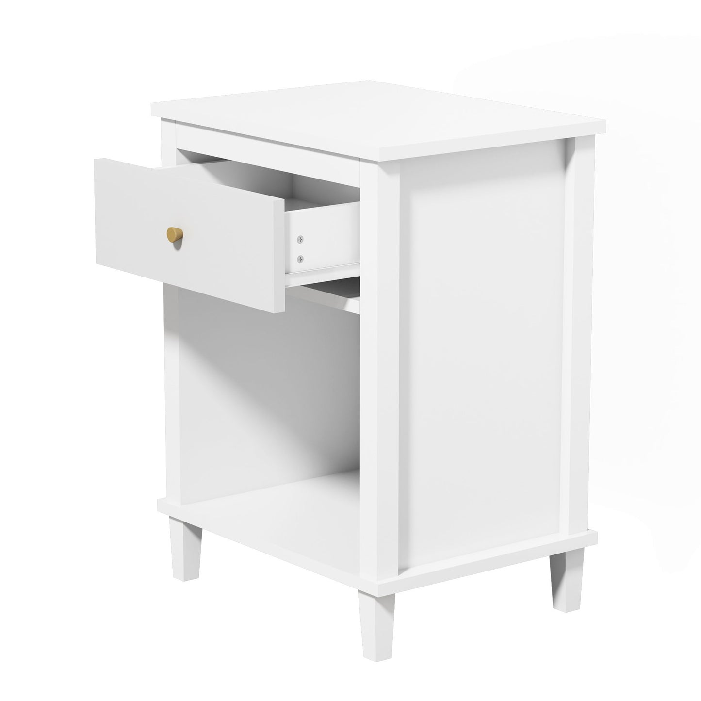 Nightstand & 1 Drawer And 1 Shelf - White - The Sleep Loft - Online Mattress Showroom NYC