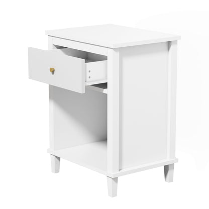Nightstand & 1 Drawer And 1 Shelf - White - The Sleep Loft - Online Mattress Showroom NYC
