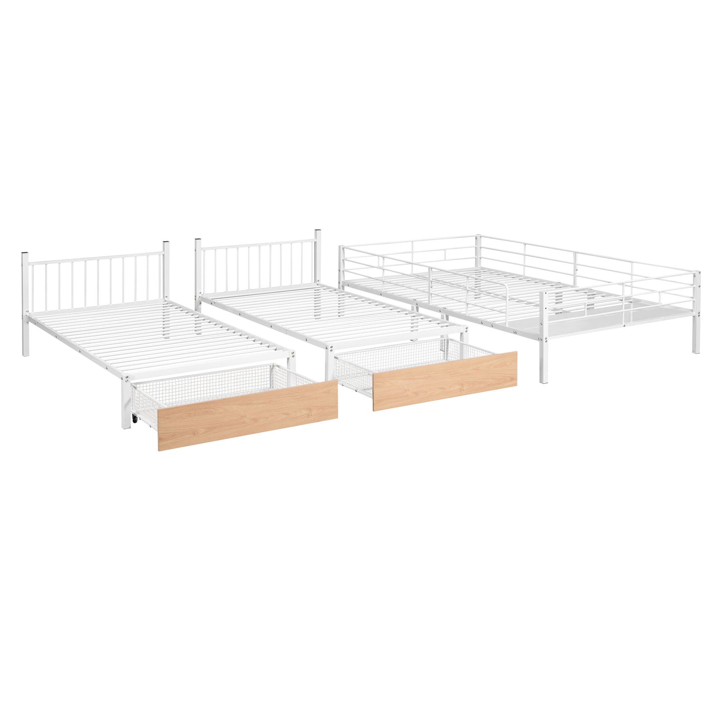 Triple Bunk Bed With Drawers And Guardrails - The Sleep Loft - Online Mattress Showroom NYC