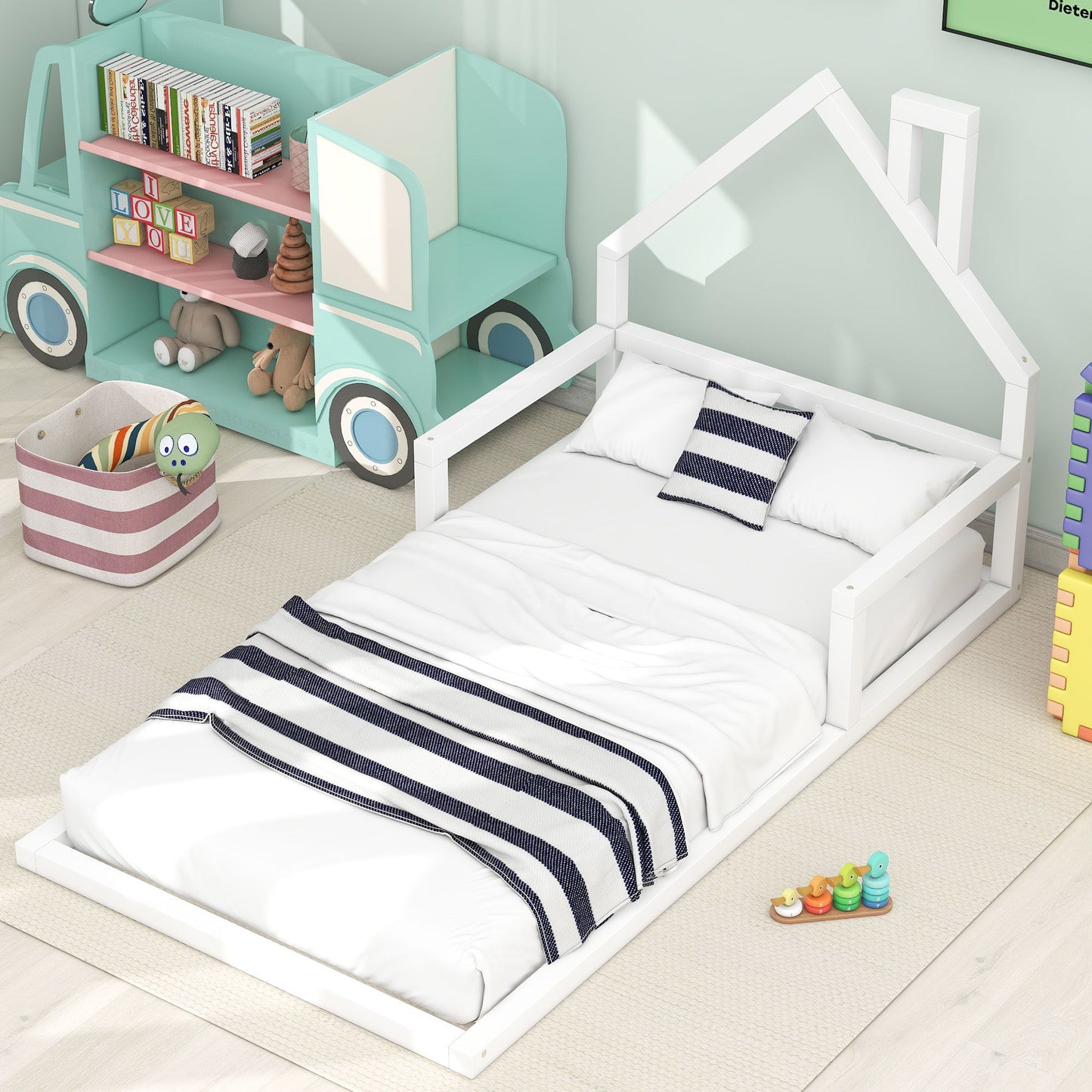 Floor Bed With House Shaped Headboard - The Sleep Loft - Online Mattress Showroom NYC