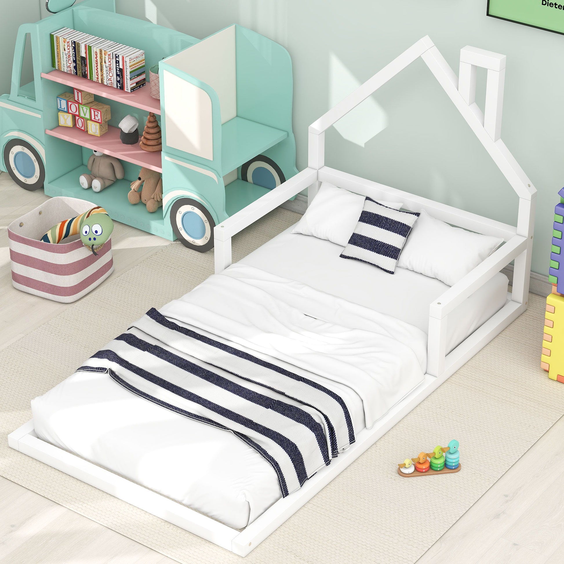 Floor Bed With House Shaped Headboard - The Sleep Loft - Online Mattress Showroom NYC