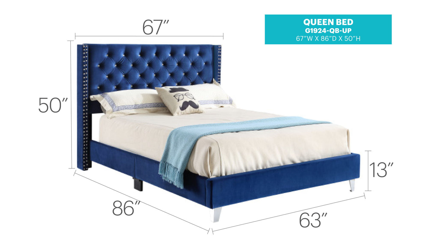 Upholstered Nailhead Trim Chic Bed - The Sleep Loft - Online Mattress Showroom NYC