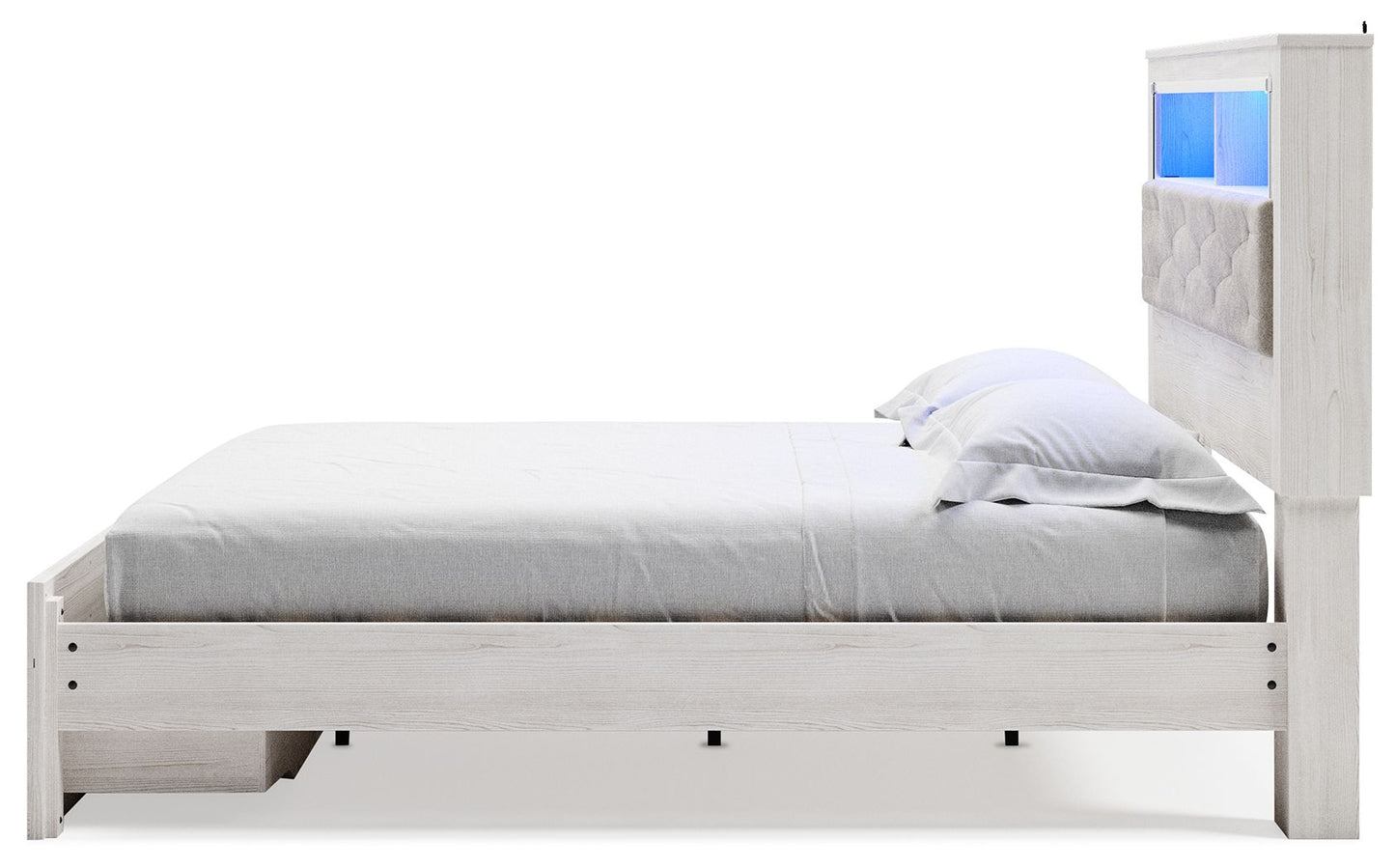 Altyra - King Upholstered Bookcase Bed With Storage - White - The Sleep Loft - Online Mattress Showroom NYC