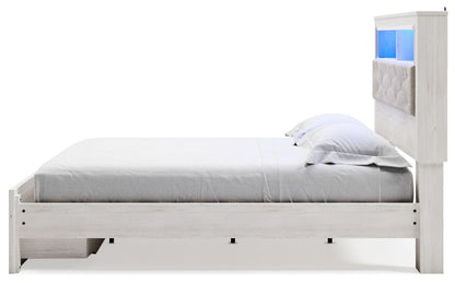 Altyra - King Upholstered Bookcase Bed With Storage - White - The Sleep Loft - Online Mattress Showroom NYC