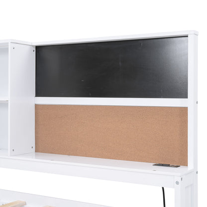 Twin Size Daybed With Storage Shelvesboard, Cork Board, USB Ports And Trundle - White - The Sleep Loft - Online Mattress Showroom NYC