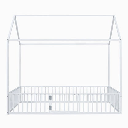 Metal House Bed With Fence And Door - The Sleep Loft - Online Mattress Showroom NYC