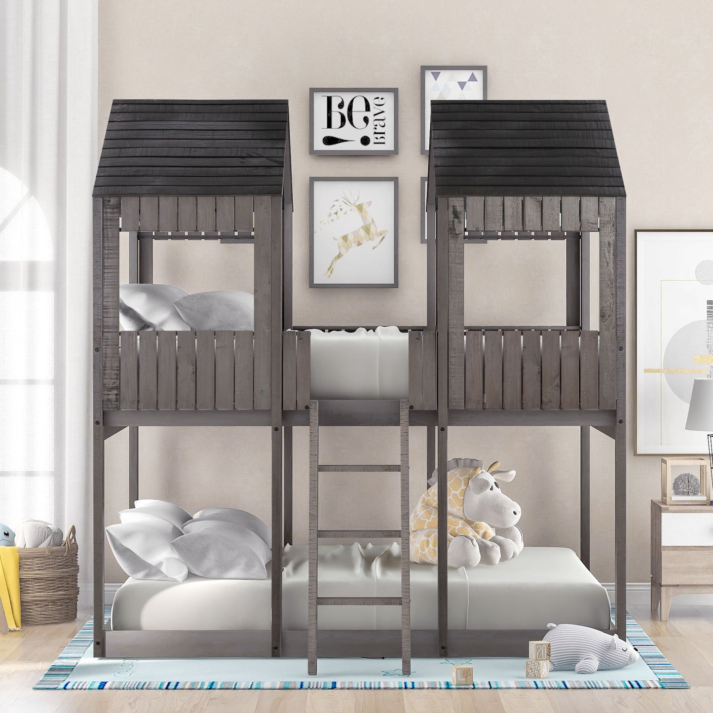Bunk Bed With Roof, Window, Guardrail, Ladder - The Sleep Loft - Online Mattress Showroom NYC